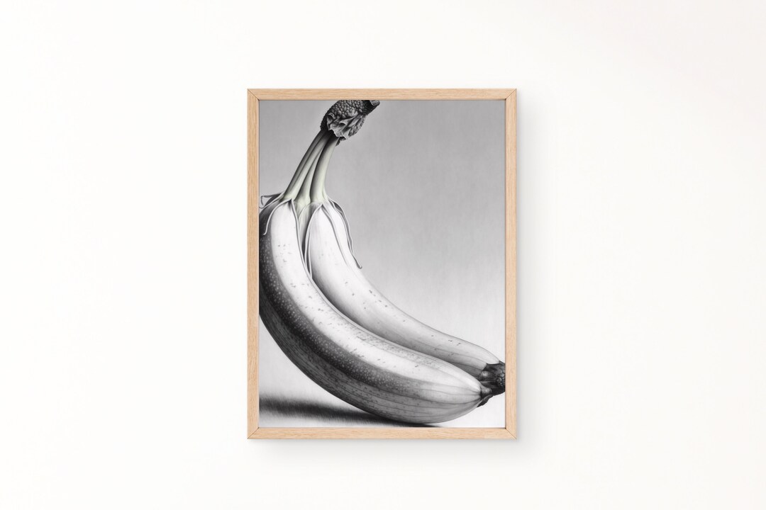 Banana Handdrawn Wall Art, Printable Wall Art, Fruit Wall Art