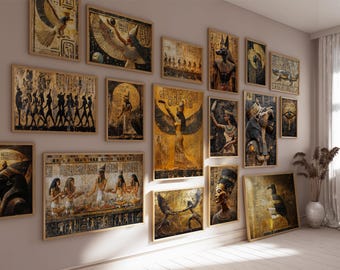 Arte mural egipcio (100 unidades) con impresiones del antiguo Egipto, arte digital de faraones y dioses.