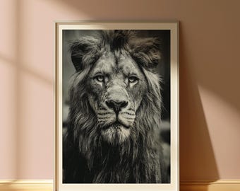 The Lions Hour Wall Art, African Wall Art, Animal Decor, Lion Art, Black and White Print, Lion Wall Art, Digital Download