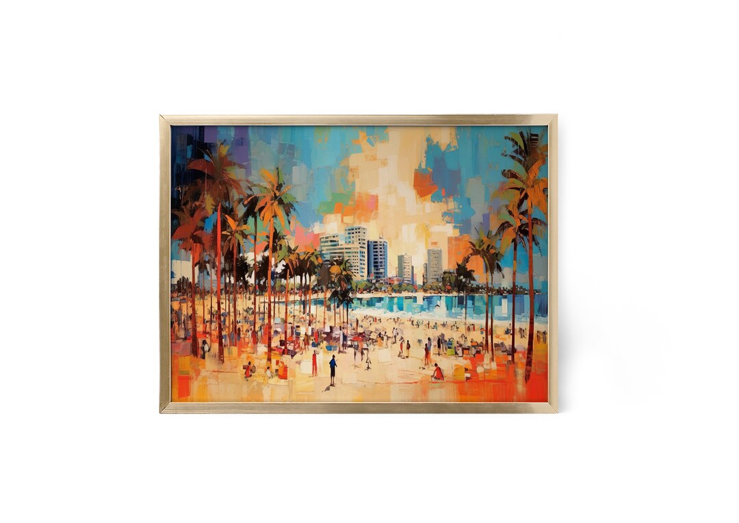 Miami Beach in the 90's Landscape Wall Art, Printable Miami Beach Wall Art, Miami Wall Art