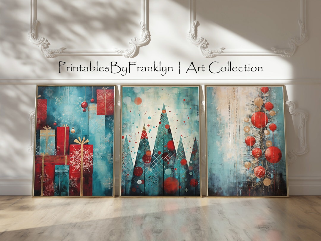 Holiday Abstract Wall Art Festive Fusion PRINTABLE - Etsy