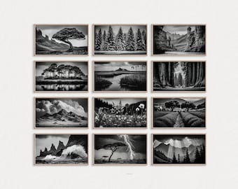 Black and White Landscapes Frame Tv Art Bundle, Set of 100, Black and White Frame Tv Art, Samsung Frame Tv Art, Frame Tv Art