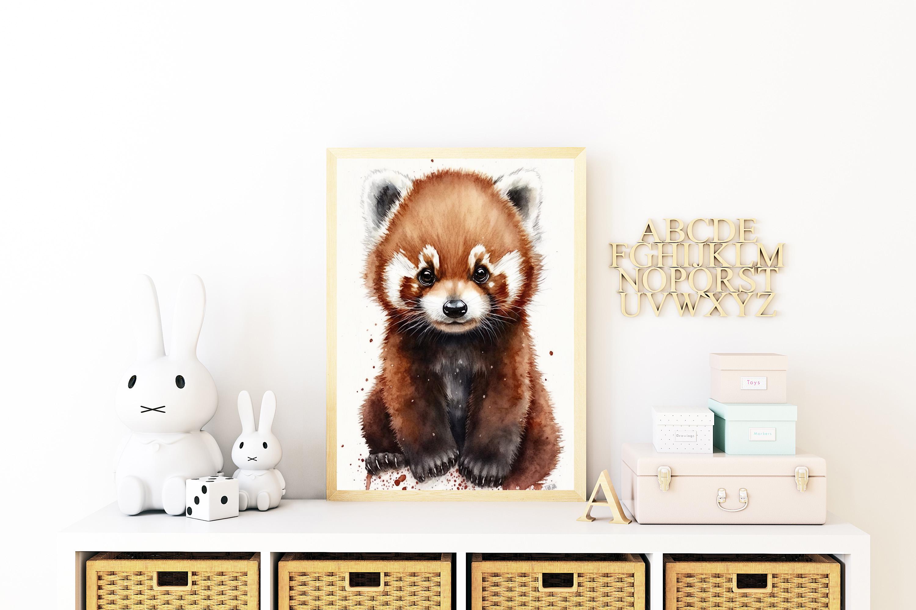 Watercolor Baby Red Panda, Nursery Wall Art Décor, Baby Red Panda Wall ...