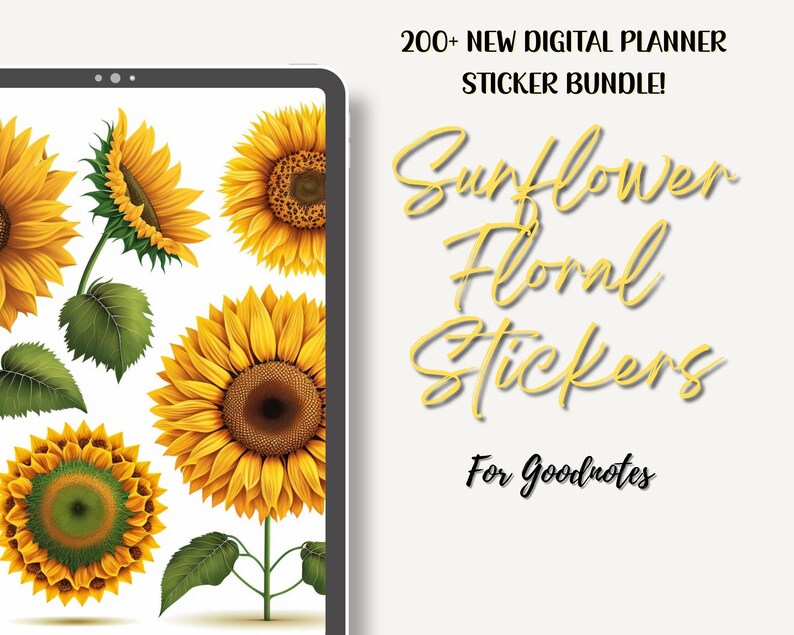 Goodnotes Sunflower Digital Stickers 200 Digital Planner Etsy