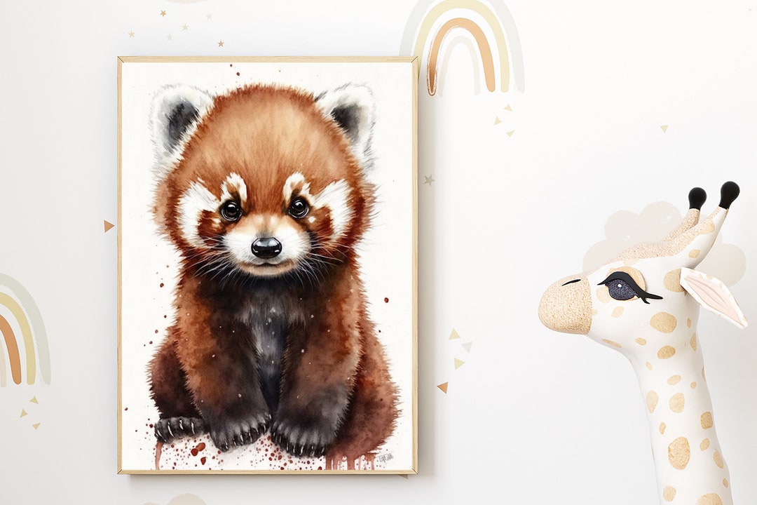Watercolor Baby Red Panda, Nursery Wall Art Décor, Baby Red Panda Wall ...