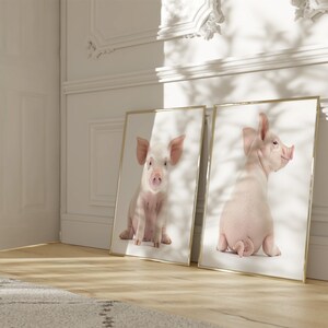 Baby Pig Nursery Baby Animal Wall Art, Set of 2, DIGITAL DOWNLOAD, Nursery Baby Animal Prints, Pig Nursery Decor, Kids Wall Art