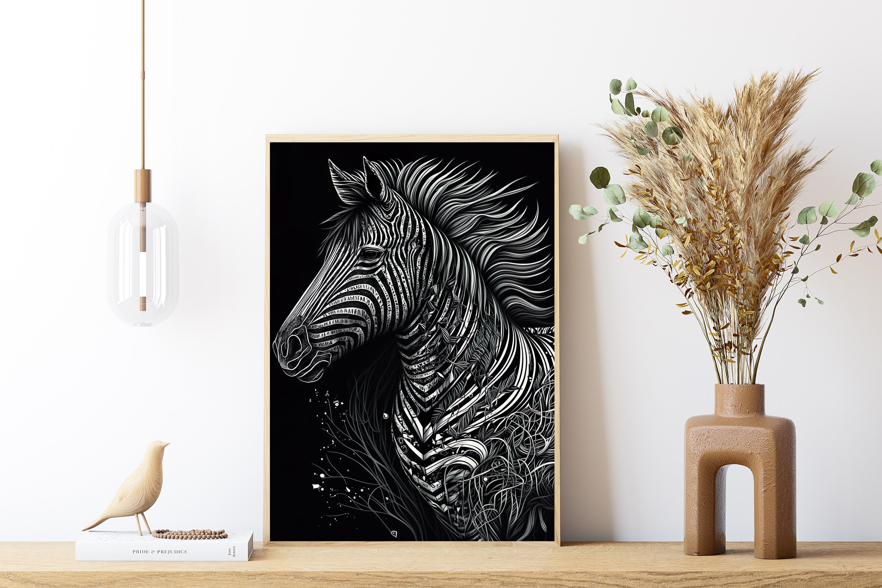 Boho Linework Wall Art, Set of 2, Wall Art Set of 2, Printable Black ...
