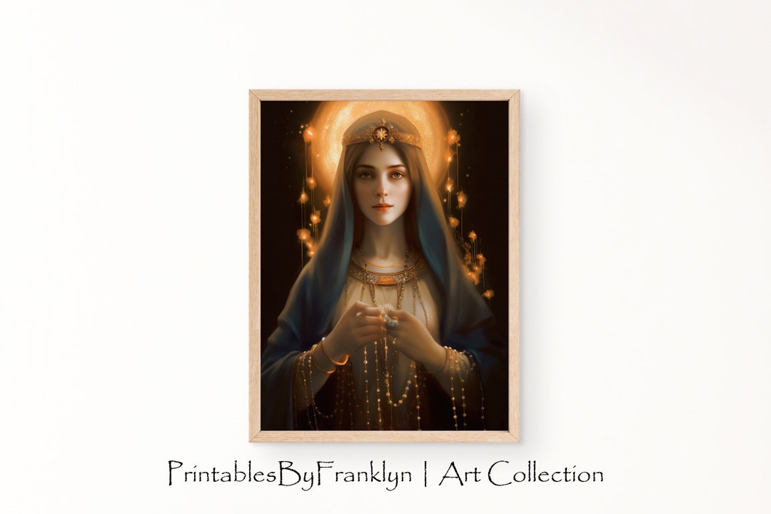 Lady of the Rosary Wall Art - Motherly Love, Saint Wall Art, Catholic ...