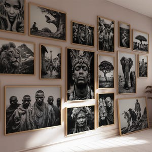 The Soul of Africa Wall Art, Set of 100, African Wall Art, African Wall Decor, African Wall Print, Black and White Prints, Digital Download