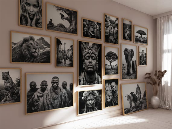 The Soul of Africa Wall Art, Set of 100, African Wall Art, African Wall Decor, African Wall Print, Black and White Prints, Digital Download