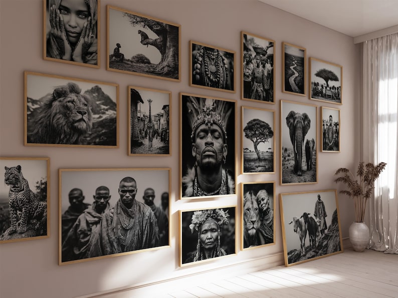The Soul of Africa Wall Art, Set of 100, African Wall Art, African Wall Decor, African Wall Print, Black and White Prints, Digital Download