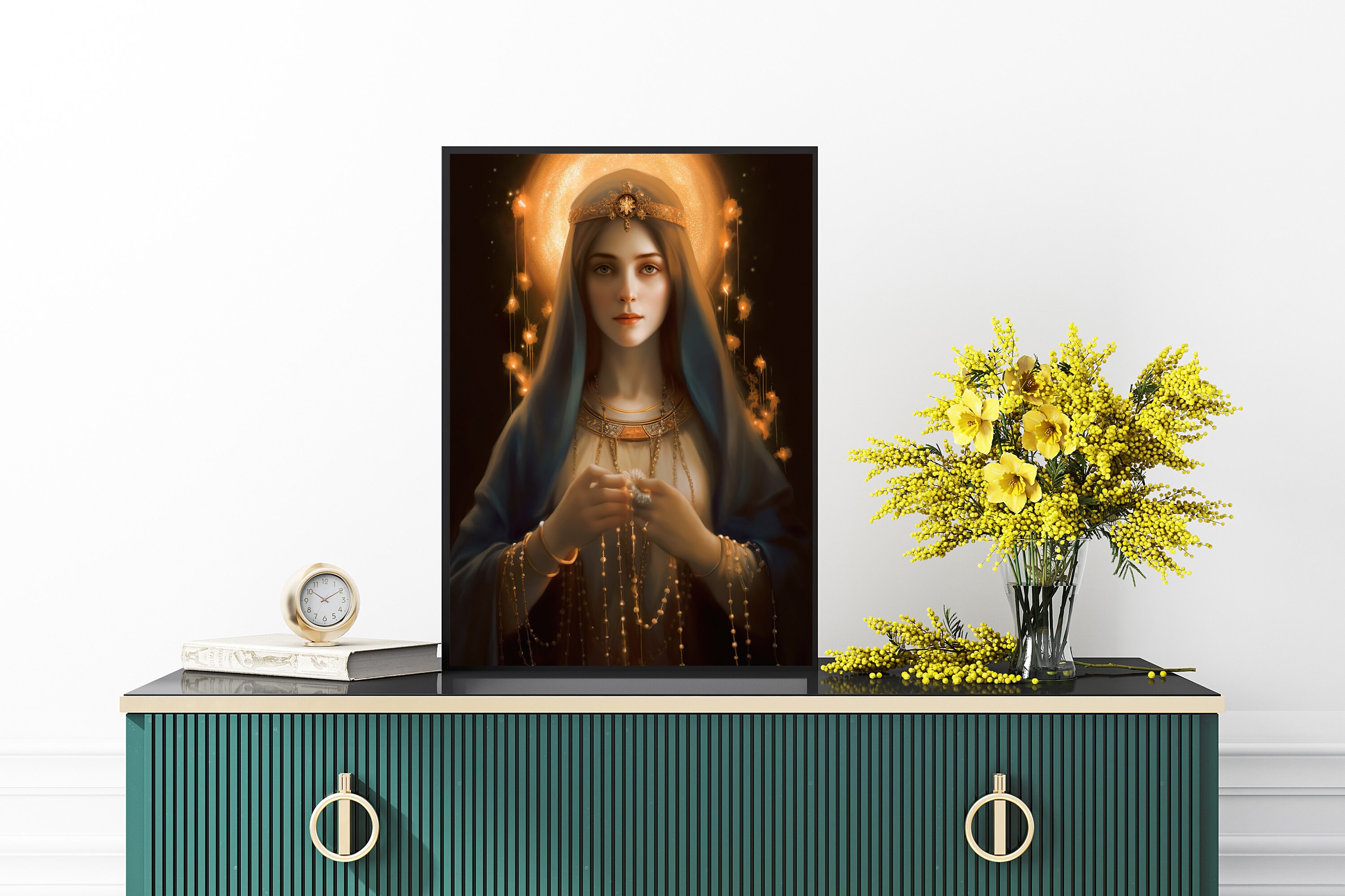 Lady of the Rosary Wall Art - Motherly Love, Saint Wall Art, Catholic ...