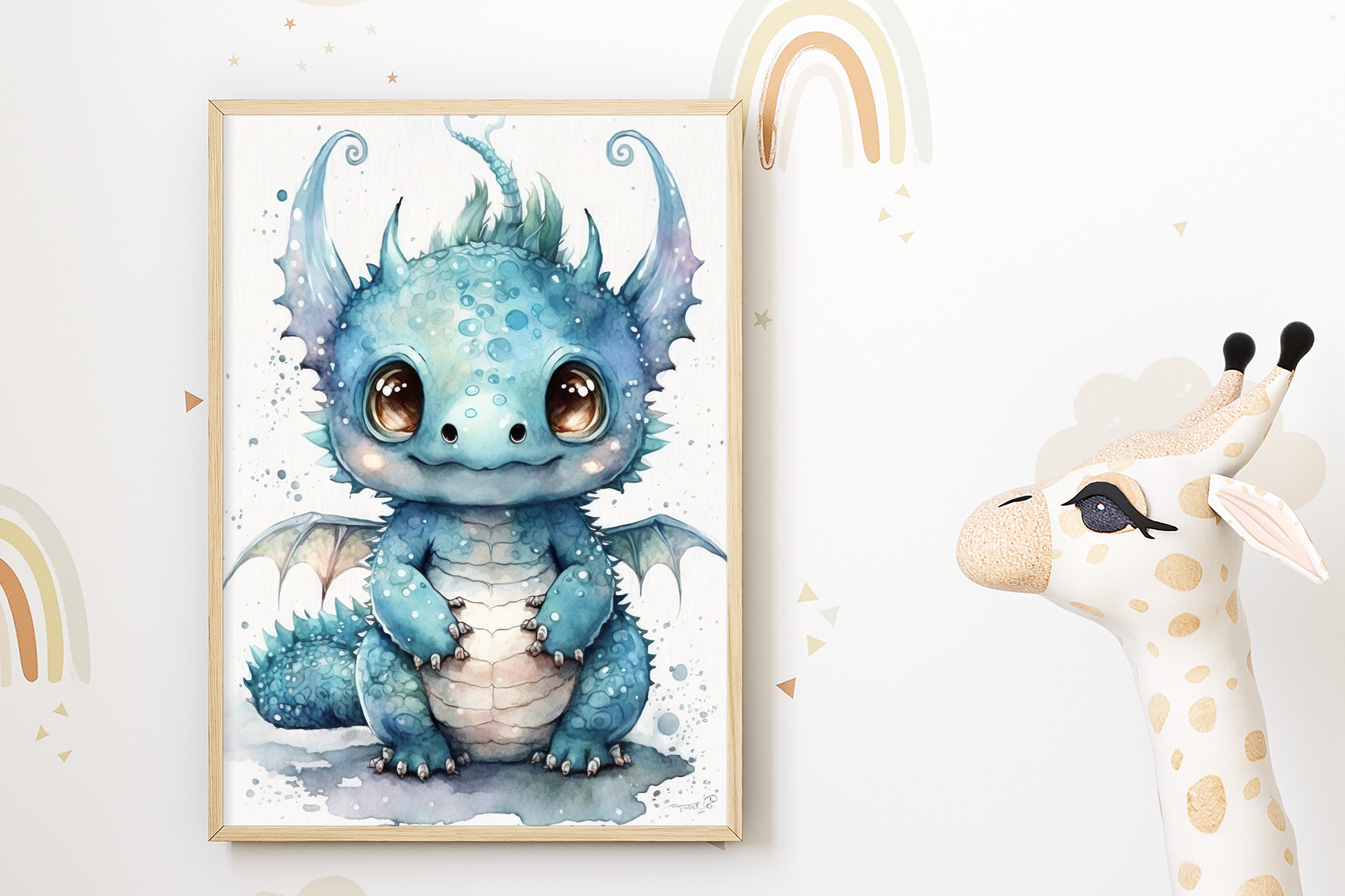 10 Watercolor Baby Dragons Bundle, Nursery Wall Art Décor Collection ...