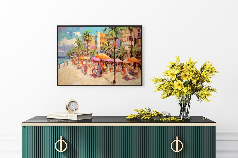Miami Beach in the 90's Wall Art, Miami Beach Wall Art, Miami Landscape Wall Art, Beach Wall Art, Tropical Wall Art, Digital Download