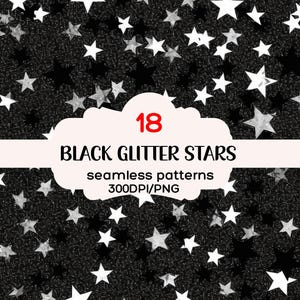 Naadloze zwarte glittersterren, naadloze zwarte glittersterren, naadloze glitterpatroon, 300 dpi