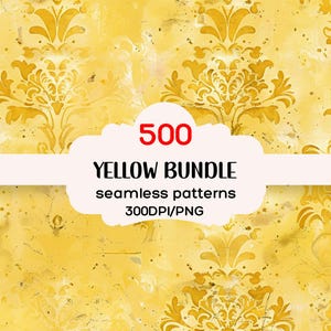 Yellow 500+ Seamless Patterns Bundle, Yellow Seamless Textures, Yellow Seamless Backgrounds, Yellow Backgrounds, 300DPI