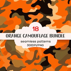 Orange Camouflage Seamless Patterns, Orange Camouflage Repeating Pattern, Orange Camouflage Seamless Background, 300DPI