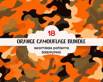 Orange Camouflage Seamless Patterns, Orange Camouflage Repeating Pattern, Orange Camouflage Seamless Background, 300DPI