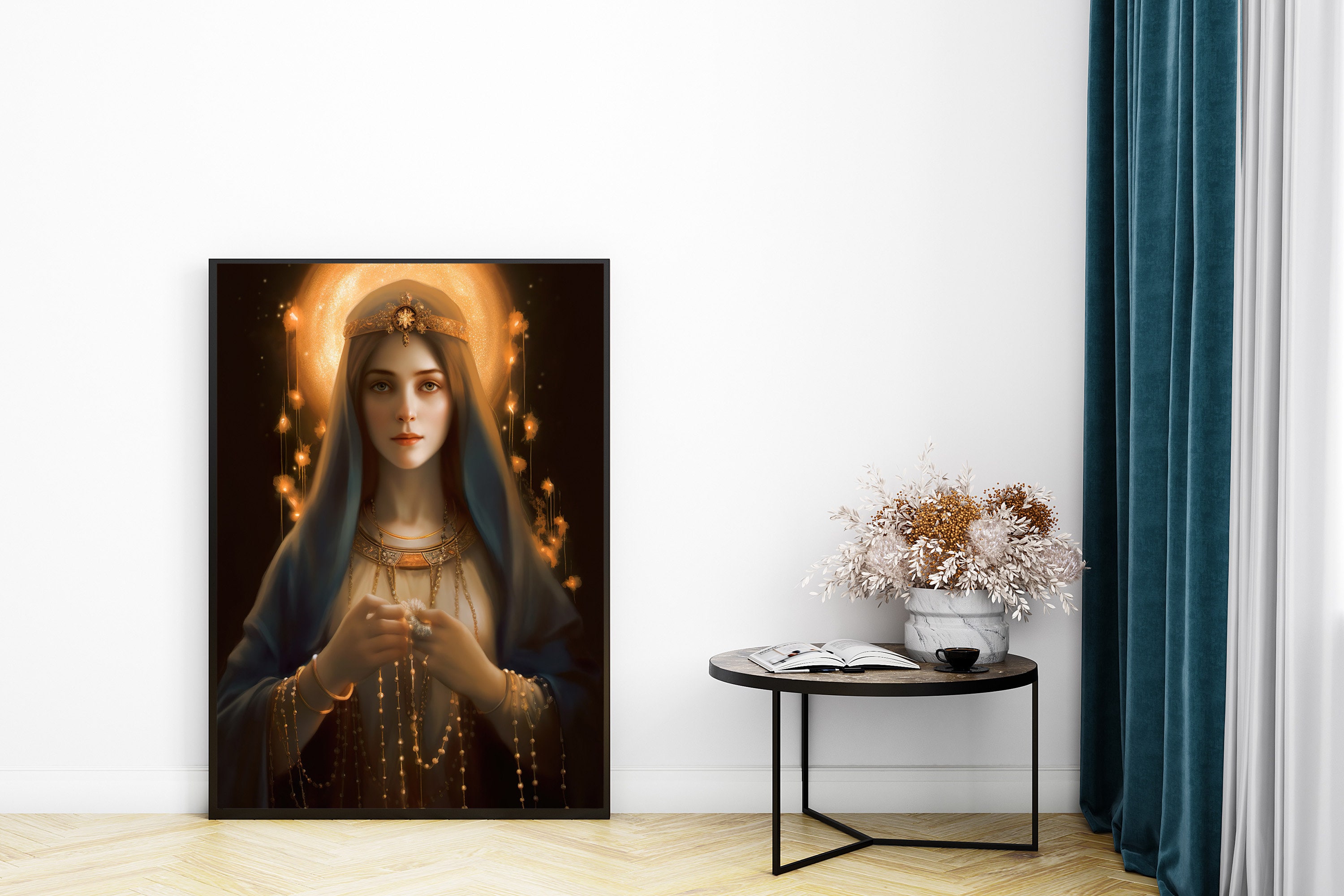 Lady of the Rosary Wall Art Motherly Love, Saint Wall Art, Catholic ...