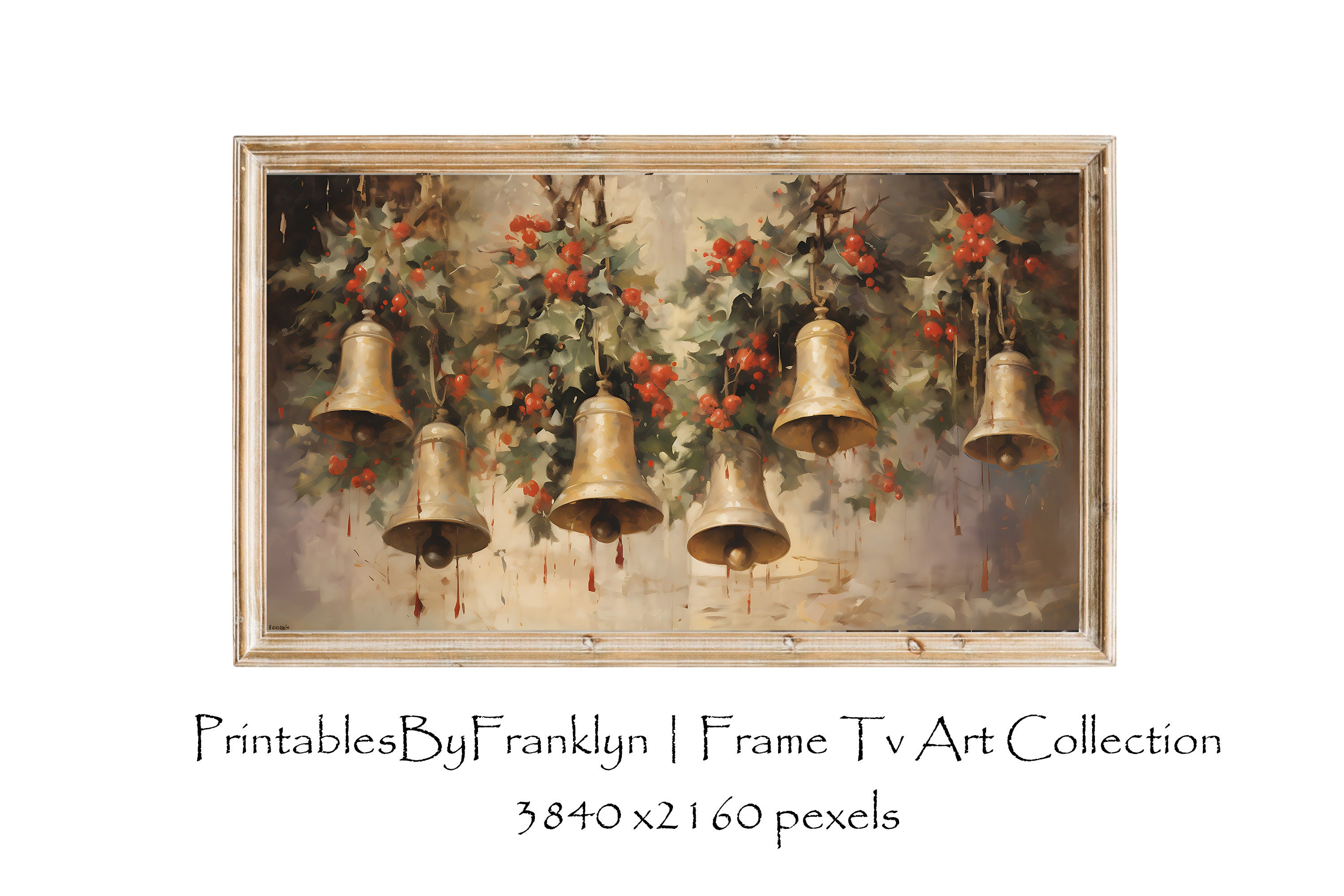 Bells Photo Frame Jingle Bells Nostalgia Frame Tv Art Set of 4, Christmas Frame Tv Art ...