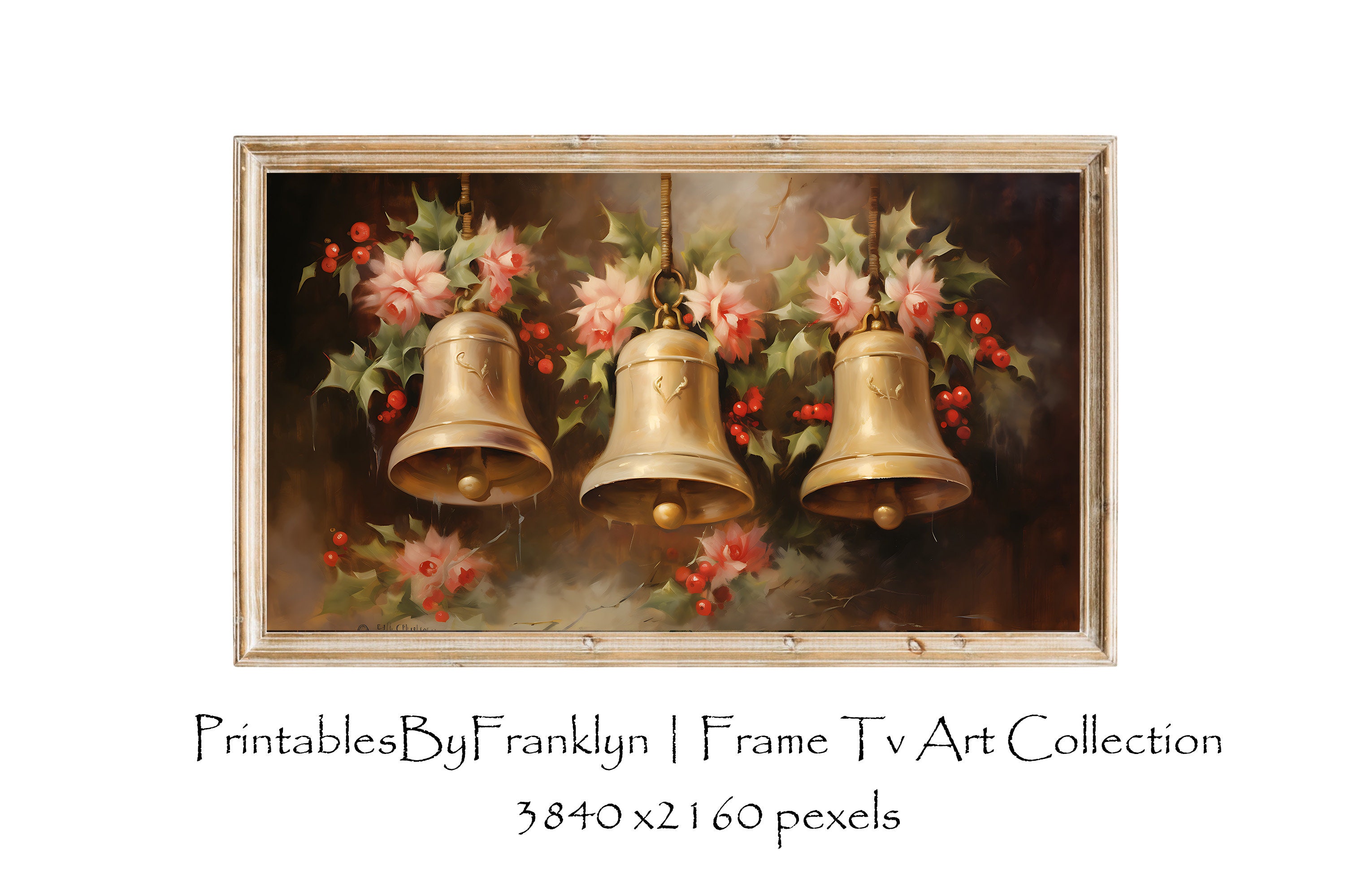 Jingle Bells Nostalgia Frame Tv Art Set of 4, Christmas Frame Tv Art ...