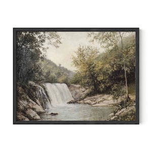 River & Waterfall Landscape Wall Art – Tranquil Nature Scene for Home Decor, Still Life Wall Art, Digital Download