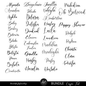 Paquete de 40 fuentes cursivas: fuentes para bodas, fuentes para el día de San Valentín, fuentes comerciales, fuentes manuscritas para circuitos, fuentes de escritura, fuentes cursivas