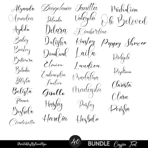 40 Cursive Font Bundle Wedding Fonts Christmas Font - Etsy
