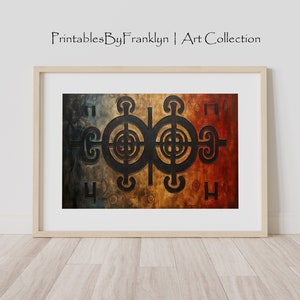Ode Adinkra Symbols in Muted Splendor Wall Art, Africa Wall Decor, Black Wall Art, Africa Wall Art, Black Wall Art, Living Room Wall Art