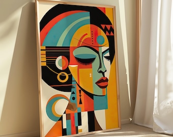 Quadro da parete con donna afroamericana, Quadro da parete con donna africana, Quadro da parete nero, Quadro da parete afroamericano, Quadro da parete con donna nera, Download digitale