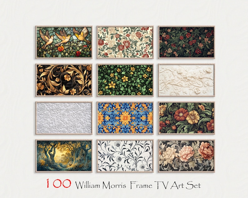 William Morris Samsung Frame TV Art, Set of 100, Frame TV Art, William Morris Frame Tv Art, Tv Art for Samsung Frame Tv, Frame Tv Art
