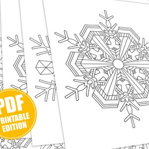 50 Snowflake Mandalas: A Fun & Easy Coloring Book for Kids and Beginners Instant Download PDF Edition image 4