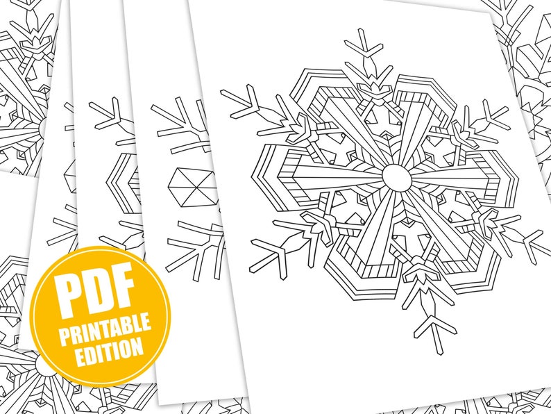 50 Snowflake Mandalas: A Fun & Easy Coloring Book for Kids and Beginners Instant Download PDF Edition image 4