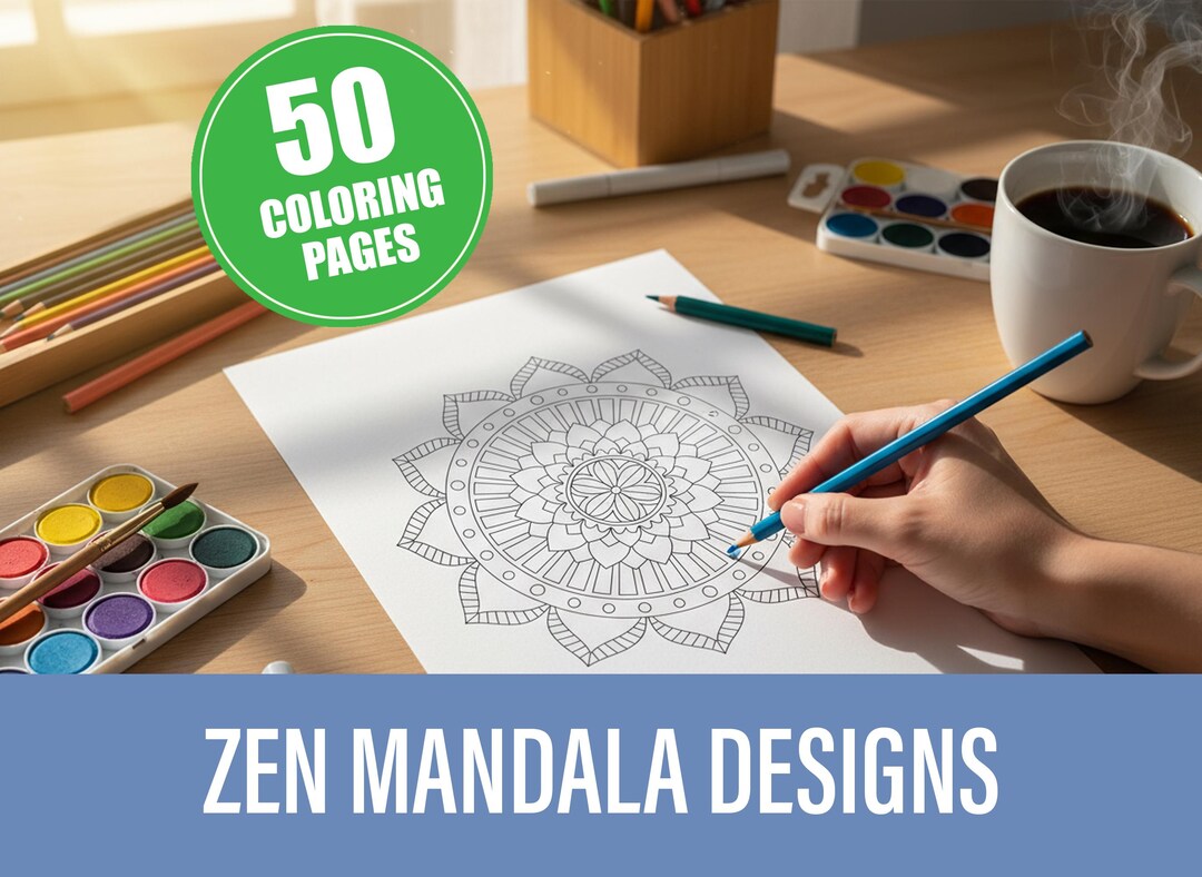 Zen Mandala Coloring Pages for Adults: 50 Printable Designs for Fun ...