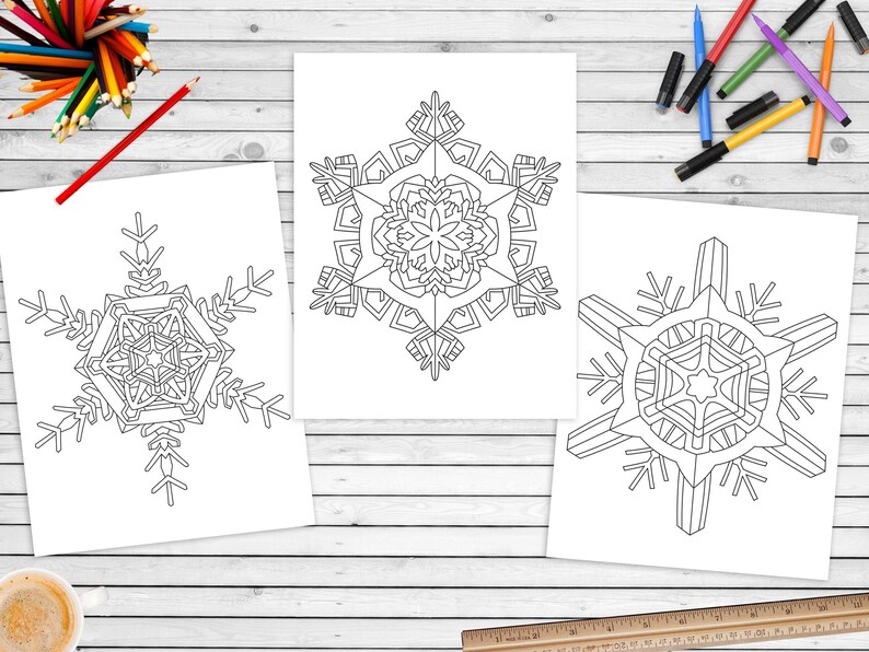 50 Snowflake Mandalas: A Fun & Easy Coloring Book for Kids and Beginners Instant Download PDF Edition image 5