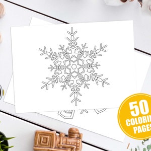 50 Snowflake Mandalas: A Fun & Easy Coloring Book for Kids and Beginners Instant Download PDF Edition image 2