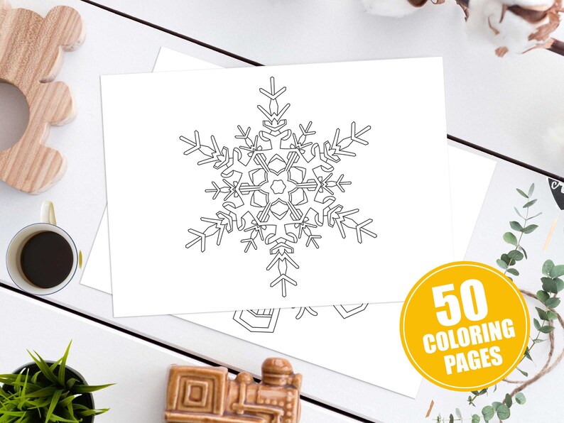 50 Snowflake Mandalas: A Fun & Easy Coloring Book for Kids and Beginners Instant Download PDF Edition image 2