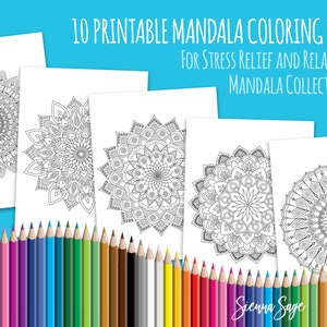 Mandala Collection #1: 10 Adult Coloring Pages for Stress Relief and Relaxation (Instant Download PDF Edition)
