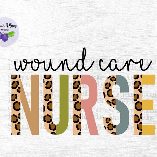 Wound Care Nurse Half Leopard Sublimation Design, Cheetah Print PNG, Instant Download, Boho, RN, Student Healthcare, Medical, Hospital