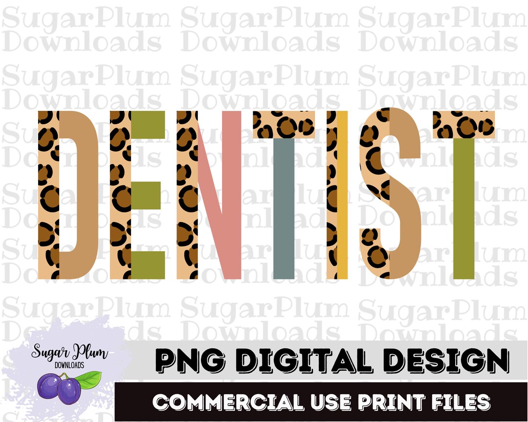 Dentist Half Leopard Sublimation Design, Cheetah Print PNG, Instant