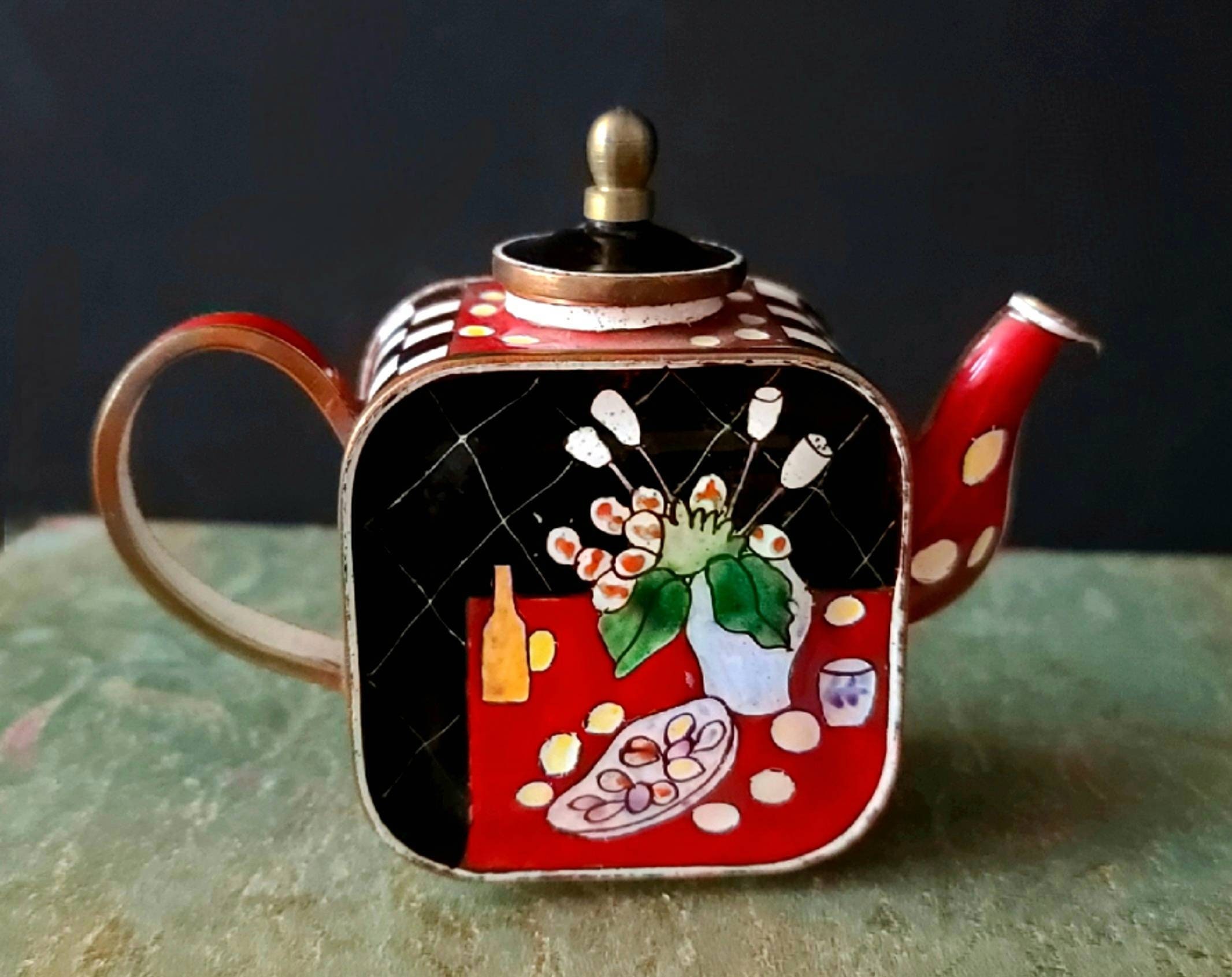 Kelvin Chen Miniature Teapots Enamelled MiniTeapots Flower Cart