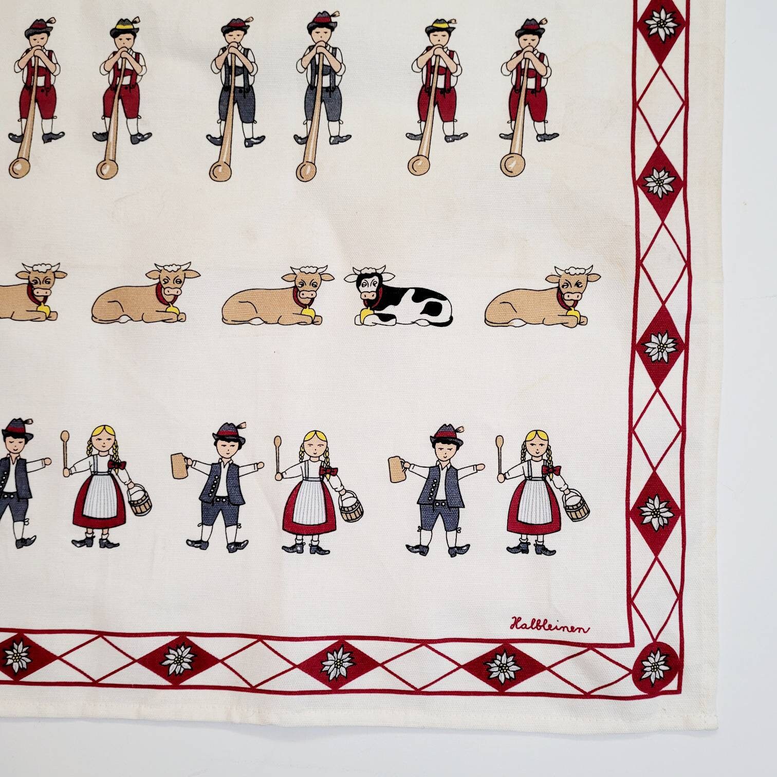 Tea Towels Home & Living Boy with Alphorn Milkmaid with Butter Churn