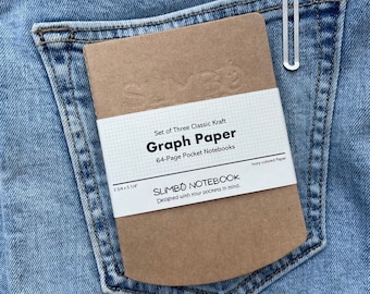 Slimbo Pocket Notizbuch | Schlank | Benutzerdefinierte Form | Benutzerdefinierte Größe | Rasterpapier | 3er Pack