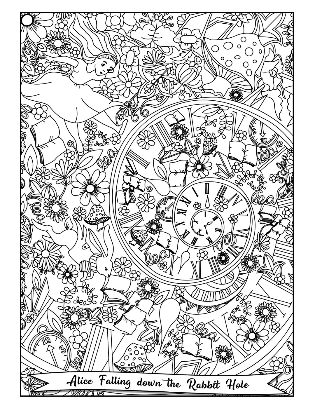 Alice in Wonderland Coloring Pages - Etsy
