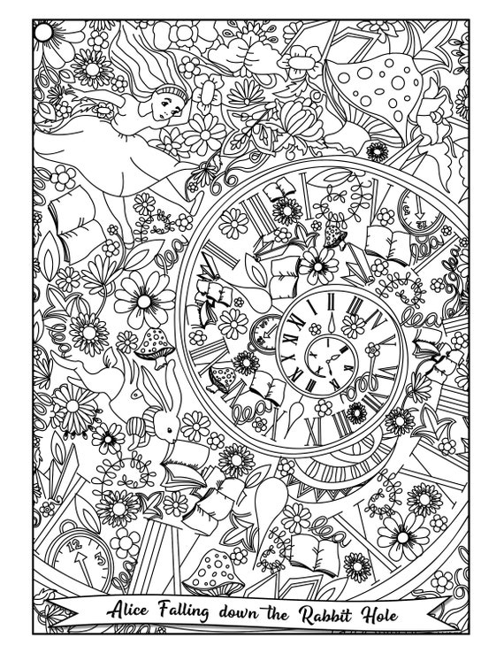 Alice in Wonderland Coloring Pages - Etsy