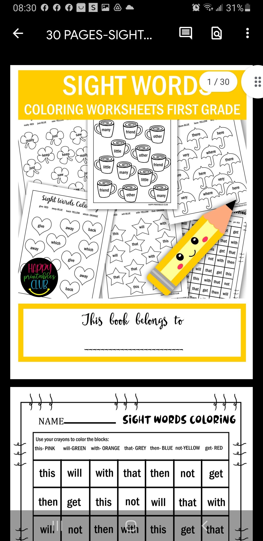 First Grade Workbook - Etsy