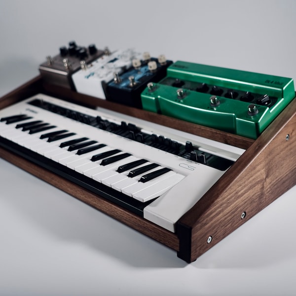 Yamaha Reface Synth Stand with Pedal Shelf: Handmade Hardwood Keyboard Stand