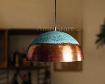 Antique Hammered Brass Dome, Copper dome lamp, hanging lampshade, Kitchen Island Light, Modern Hanging Ceiling Lamp ,Dome Light