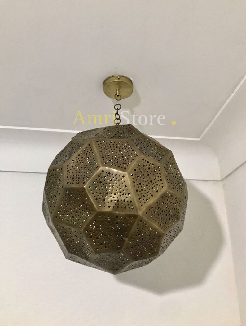 Moroccan Lamp ,Pendant Ceiling Light fixture ,Brass Hanging Light Fixture , Moroccan Pendant Light , handmade Brass lampshade ,pendant light zdjęcie 4