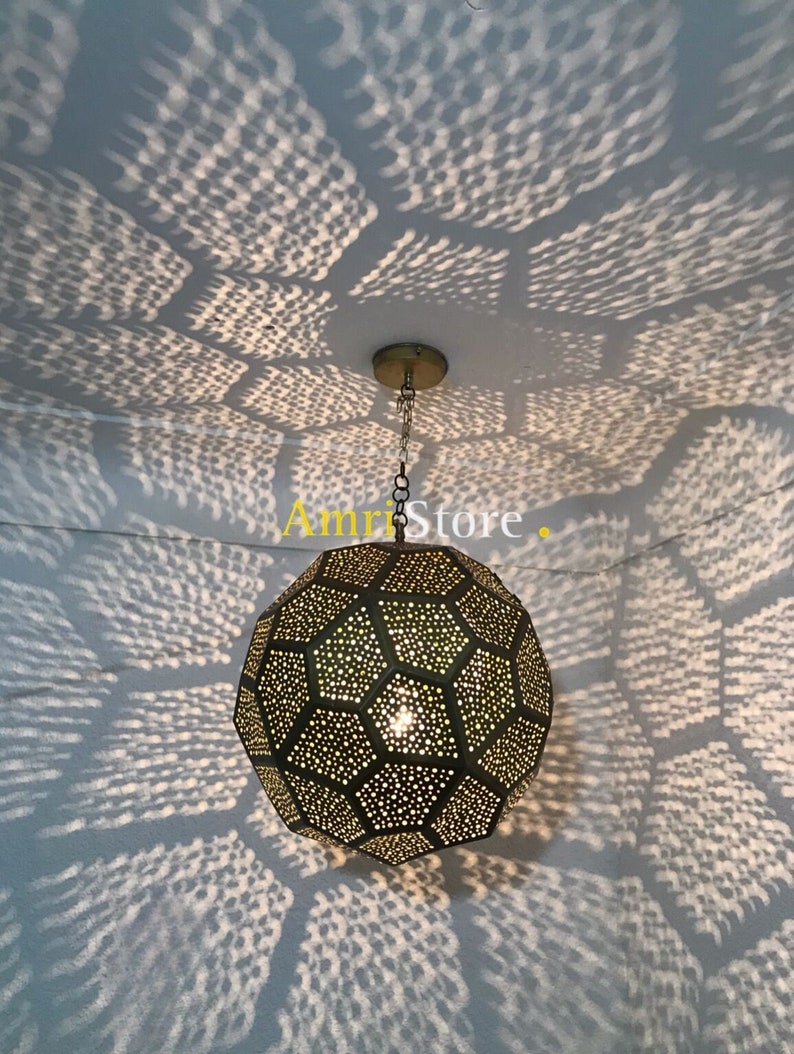 Moroccan Lamp ,Pendant Ceiling Light fixture ,Brass Hanging Light Fixture , Moroccan Pendant Light , handmade Brass lampshade ,pendant light zdjęcie 2